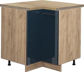 Szafka narożna ciemnoniebieski wysoki połysk 80.5x60x82 fame-line