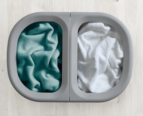 Jasnoszary tekstylny kosz na pranie 2x40 l Duo – Joseph Joseph