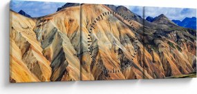Obraz - Landmannalaugar (z zegarem) (90x30 cm)