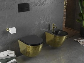 Mexen Lena bidet wiszący, czarny mat/złoty wzór łuski - 35224878