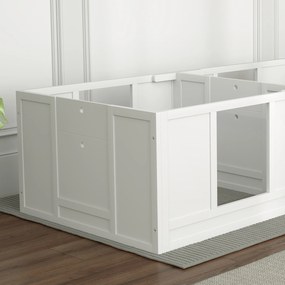 PawHut Skrzynia dla Szczeniąt, z Wodoodpornym i Możliwym do Prania Legowiskiem, Przezroczystymi Panelami, Projektem Dwuizbowym, dla Małych Psów