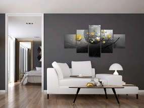 Obraz złotych abstrakcyjnych kul (125x70 cm)