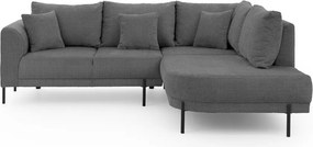 Ciemnoszary narożnik z tkaniny szenilowej (prawostronny/w kształcie litery L) Mauris – Ropez