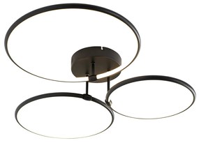 Designerska lampa sufitowa czarna z wbudowanymi diodami LED, 3-stopniowy ściemniacz, 3 źródła światła - Joaniqa Nowoczesny Oswietlenie wewnetrzne