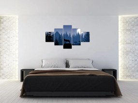 Obraz - Wataha wilków pod księżycem w pełni (125x70 cm)