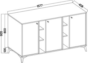 Komoda TORINO 158 cm do Salonu Sypialni Odcienie zieleni