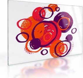 Obraz na szkle - Motyw z kółkami w ciepłych kolorach (70x50 cm)