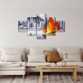 Obraz - Victoria Harbor, Hongkong, czarno-biały obraz olejny (125x70 cm)