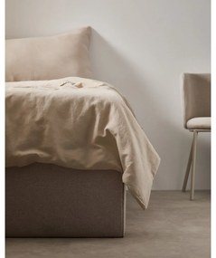 Beżowe tapicerowane łóżko dwuosobowe ze schowkiem 140x190 cm Matters – Kave Home