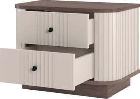 Zestaw szafek nocnych Vesper 56 cm na cokole - kaszmir / orzech / czarne uchwyty