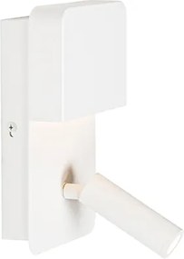 Lampa ścienna biała z wbudowanym LED z USB i lampką do czytania z przełącznikiem - Robin