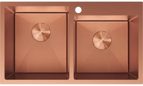 Mexen Xorin zlewozmywak stalowy 2-komorowy 780 x 450 mm, miedź HC - 6441782000-65HC
