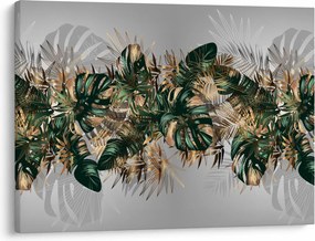 Obraz - Złoto - zielone tropikalne liście (70x50 cm)
