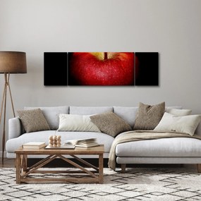 Obraz jabłka na czarnym tle (170x50 cm)