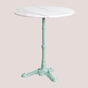 Okrągły Stolik Barowy Z Marmuru Moka Verde Isla Paraíso & Biały Marmur Guangxi & Ø70 Cm - Sklum