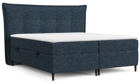 Ciemnoniebieskie łóżko boxspring ze schowkiem 160x200 cm Sinai – Maison de Rêve