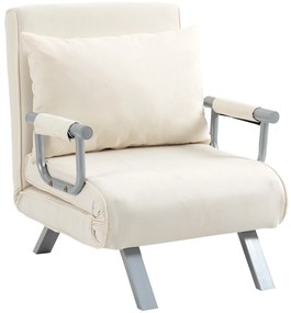 HOMCOM Fotel relaksacyjny z funkcją leżanki i łóżka gościnnego kremowy 65x69x80 cm | Aosom PL