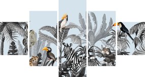 Obraz zwierząt w tropikalnym lesie (125x70 cm)