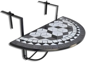 Czarno-biały stolik mozaikowy na balkon M3-M77