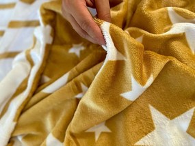 PrzytulneMieszkanie.pl PrzytulneMieszkanie.pl PrzytulneMieszkanie.pl Pościel z mikropluszu GWIAZDY beżowa + prześcieradło z mikropluszu SOFT 90x200 cm beżowe