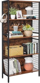 Valora LBC023B01 Regał na książki Rustykalny Brązowy Stalowy 4 Półki