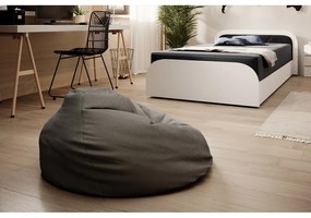 Białe/ciemnoszare tapicerowane/z płyty wiórowej łóżko jednoosobowe ze schowkiem z materacem 80x190 cm Parys – ELTAP