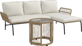Outsunny Meble ogrodowe z technorattanu zestaw wypoczynkowy na taras balkon ogród kremowy naturalny | Aosom PL