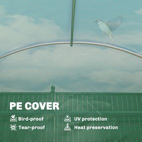 Outsunny Szklarnia ok. 2,7 x 2 x 2 m tunel foliowy z półkami, rolowane drzwi na zamek błyskawiczny, 6 okien siatkowych, wsporniki | Aosom PL