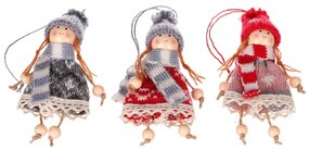 Zestaw dekoracji świątecznych Dziewczynka do powieszenia 3 szt., wys. 15 cm