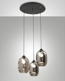 Lampa wisząca Infinity z metalu i dymionego szkła dmuchanego, Ø580 mm, gniazdo E27, klasa 1, IP20, nowoczesny i elegancki design do wnętrz