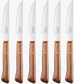 Zestaw 6 Noży do Steków Arcos Forest Ostrze NITRUM® 11 cm Rękojeść z Sprasowanego Drewna Bukowego