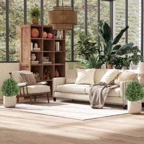 HOMCOM Zestaw 2 szt. sztuczne rośliny, odporna na UV sztuczna zypresa z 387 liśćmi i kołkiem do ziemi, Ø40 x 60H cm, zielony