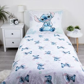 Biała bawełniana pościel dziecięca jednoosobowa 140x200 cm Lilo and Stitch "Ohana White" – Jerry Fabrics