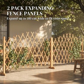 Outsunny Kratka nożycowa 2-częściowy zestaw rozszerzalna wolnostojąca z podstawami 180 x 30 x 103 cm Brązowa | Aosom PL