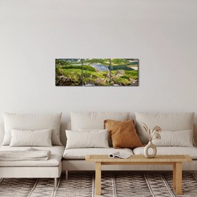 Obraz - Widok na górę Riła (z zegarem) (90x30 cm)