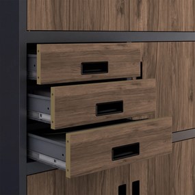 Biurowa szafa metalowa z sejfem antracytowa / orzech: Eco Design FILIP II, 900 x 1850 x 400 mm