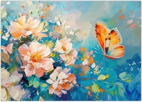 Obraz - Motyl i kwiaty, obraz olejny II. (70x50 cm)
