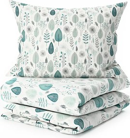PrzytulneMieszkanie.pl PrzytulneMieszkanie.pl Bawełniana pościel LEAFBIRD POLY biało-zielona Rozmiar pościeli: 2 szt 70 x 90 cm | 200 x 220 cm