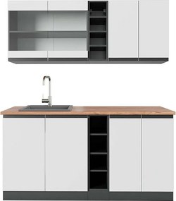 Pojedyncza kuchnia biały/antracyt 160x60x81.6 r-line