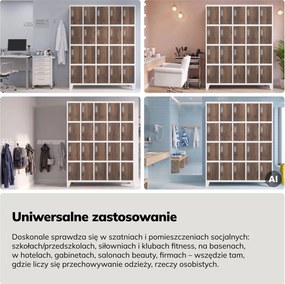 Szafa BHP 20-skrytkowa 136x45x172 cm Eco Design Robert, biały/orzech