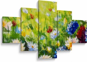 Obraz kwitnącej łąki, obraz olejny (125x70 cm)