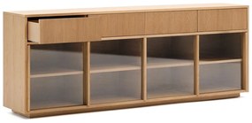 Witryna w dekorze dębu z drzwiami przesuwnymi w naturalnym kolorze 200x80x40 cm Helvine – Kave Home