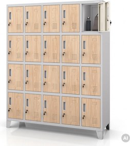 Szafa skrytkowa socjalna BHP szara / dąb sonoma, 1360x1720x450 mm: ROBERT Eco Design
