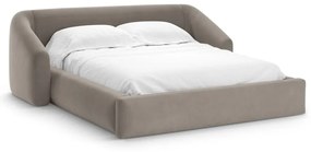 Jasnobrązowe tapicerowane łóżko dwuosobowe ze schowkiem ze stelażem 180x200 cm Campi – Cosmopolitan Design