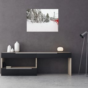 Obraz na szkle - Pociąg w zaśnieżonym krajobrazie (70x50 cm)