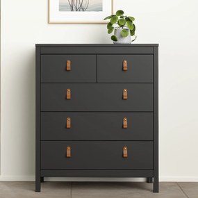 Czarna komoda pokojowa z szufladami Madrid 3+2