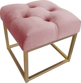 Pufa CHESTERFIELD tkanina Welur loft ławka podnóżek metal : Kolor Stelaża - Złoty, Kolor tkaniny - VELVET - MG58, Typ tkaniny - Velvet