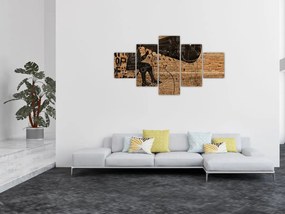 Obraz - Mężczyzna na rowerze w stylu Banksy (125x70 cm)