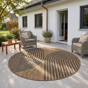 Dywan uniwersalny MIRA Łuki Brązowo Czarne koło 200 cm x 200 cm