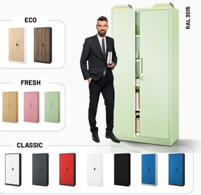 Szafa biurowa JAN, 900 x 1850 x 400 mm, Fresh Style: pastelowy zielony